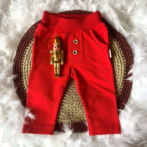 Tepláky Mamatti SM014 Merry Christmas - červené, bavlna