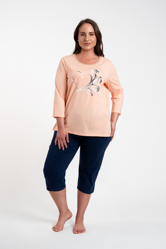 Arietta Dámské pyžamo 3/4 rukávy a 3/4 kalhoty Italian Fashion - lososová barva