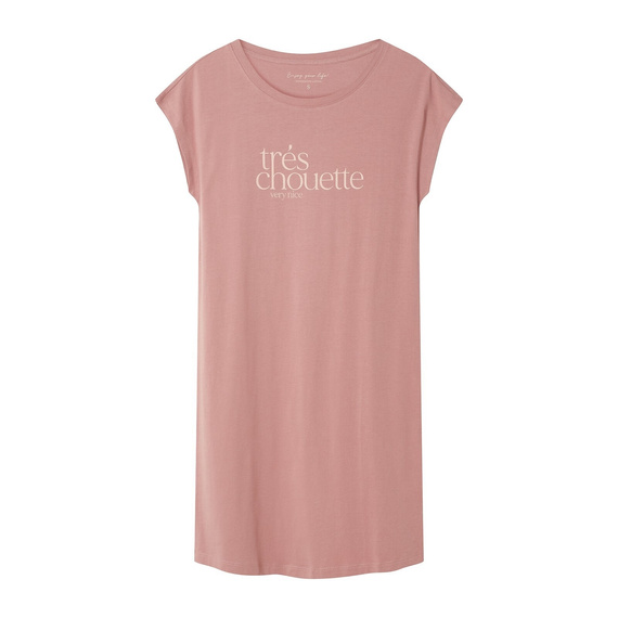 Dámská noční košile 44490 Emela peach Henderson, 100% bavlna, krátký rukáv, půlkulatý výstřih