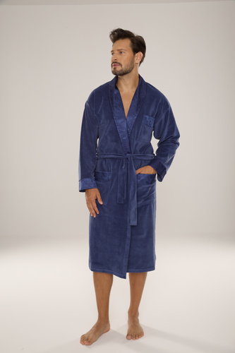 868 Noblesní pánský velurový župan De Lafense - elegantní, měkký, prémiový, džínový