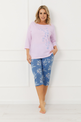 Dámské pyžamo Erula Italian Fashion cotton jersey 3/4 plus size pink