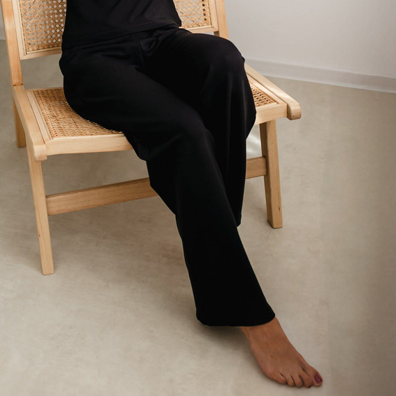 Eevi for Women Dámské tepláky černé - volné, bavlna + modal, pohodlné