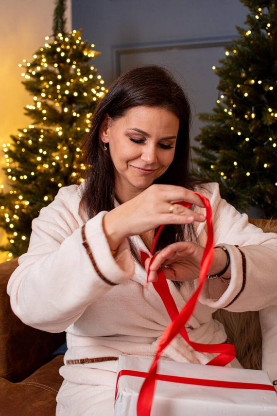 717 Dámský krátký župan Serena - ecru barva