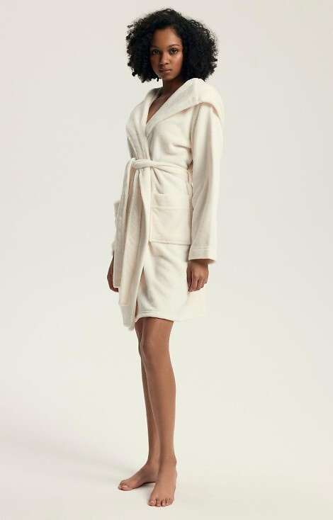 43599 Darlan Dámský župan s kapucí Henderson cream - měkký, lehký, pod kolena