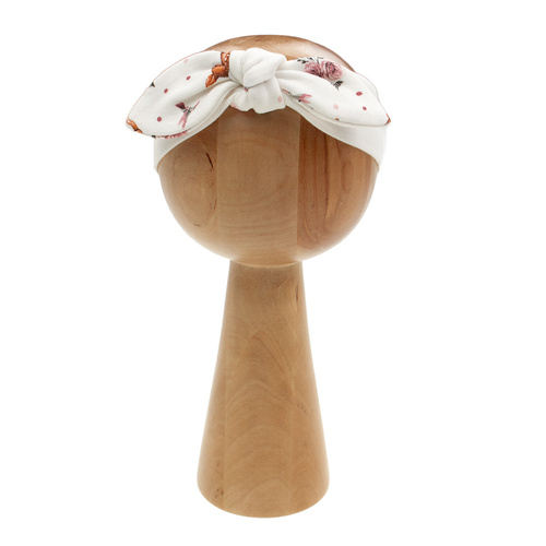 216065 Lala Nicol čelenka - krémová bavlna s velkou mašlí