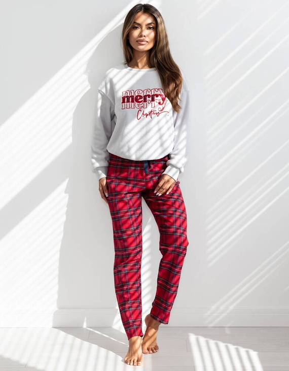 Gween Soft/Flanelové dámské pyžamo Sensis - šedé