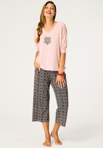 Key LNS 731 dámské pyžamo meruňkové viskóza 3/4