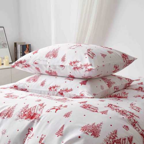 Laponia Vánoční povlečení z bavlněného saténu Spod Igły i Nitki bílá červená - elegantní a měkké