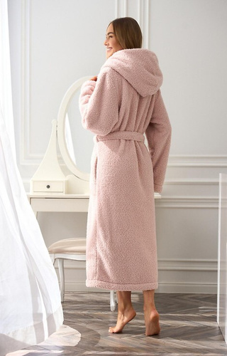 2556 Heaven Dámský dlouhý župan L&L s kapucí - pudrově růžový