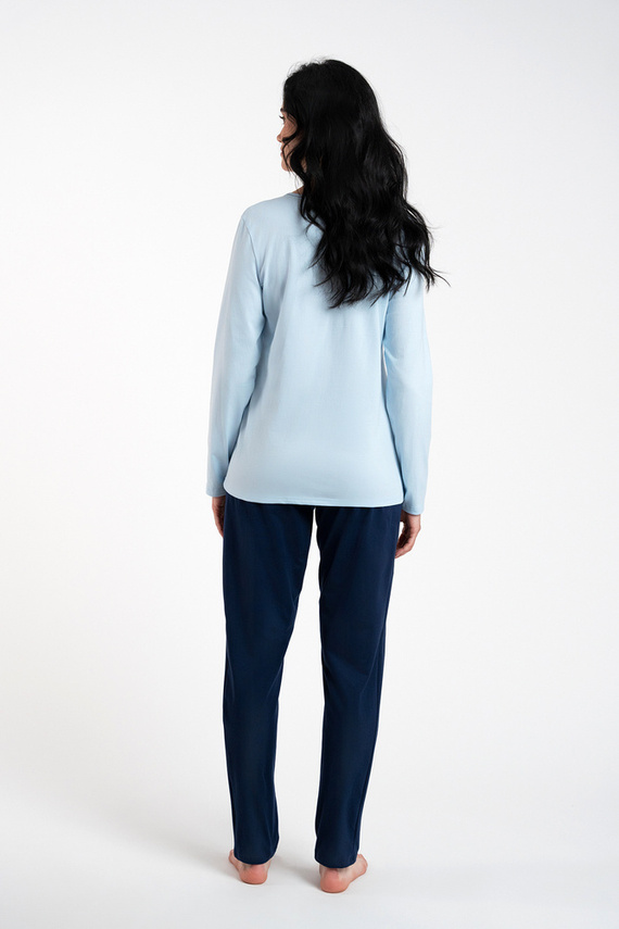 Arietta Dámské pyžamo s dlouhým rukávem a kalhoty Italian Fashion - modrá barva