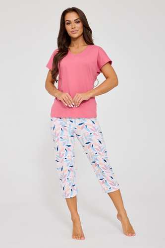 372/472 Dámské pyžamo Louisa 2 Cornette - bavlněné, s krátkými rukávy a 3/4 kalhotami