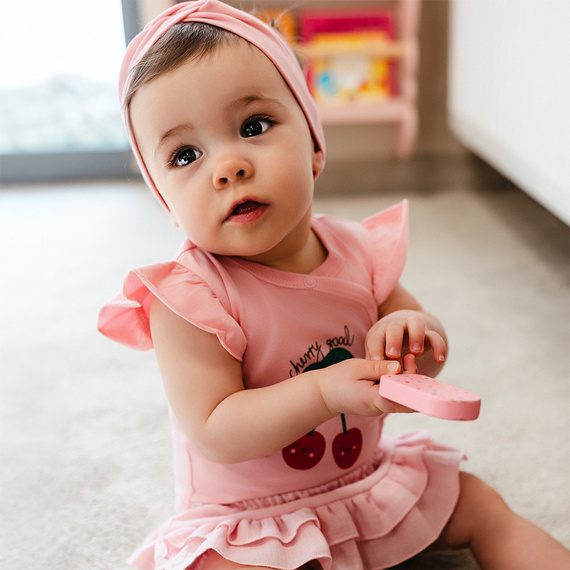 Kojenecké body Eevi Cherry krátký rukáv bavlna pohodlné