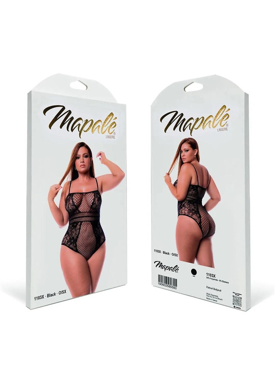 Body 1103X Fishnet Bodysuit Mapale černé síťované plus size XL-5XL