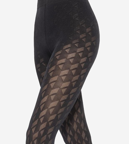 Loretta 155 Gatta dámské punčochové kalhoty - geometrický vzor, 50 den, matné - nero