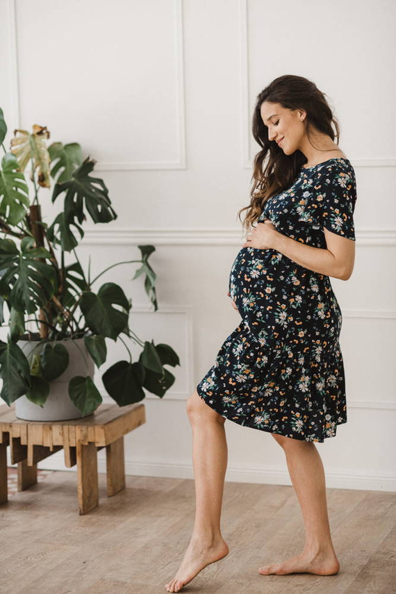 Lovely Dress sukienka ciążowa i do karmienia Milk&Love granatowa w rumianki