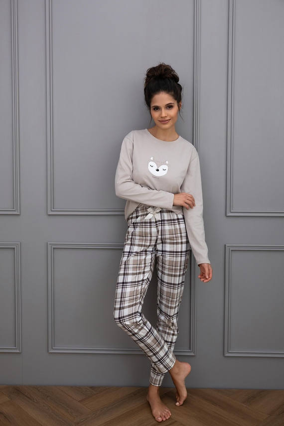 Dámské pyžamo Tinsley Sensis - bavlněné, dlouhé, kostkované