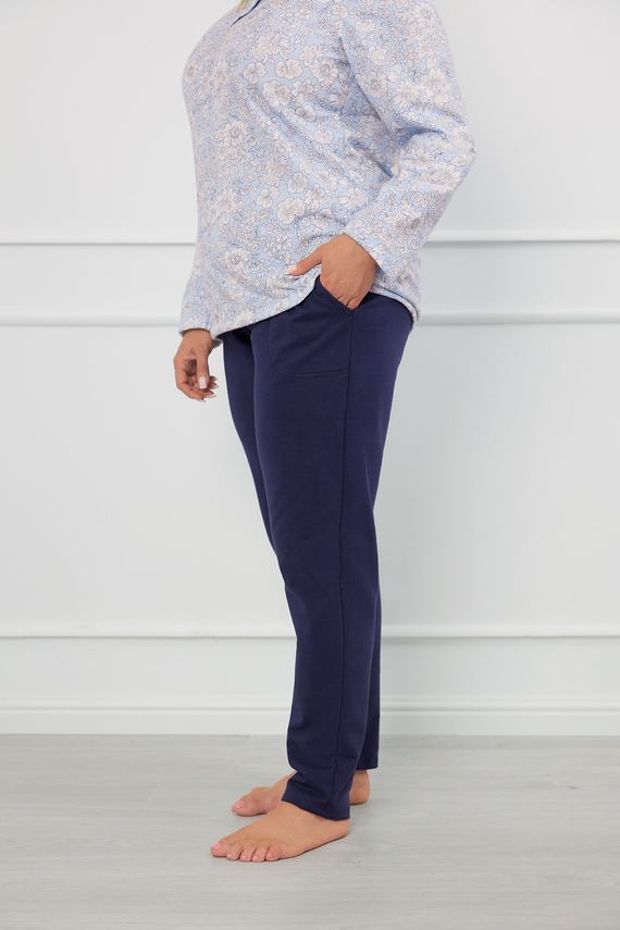 Jowita Dámské pyžamo s dlouhým rukávem, dlouhé kalhoty Italská móda