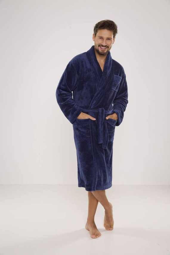 811 De Lafense pánský plyšový župan - džínový