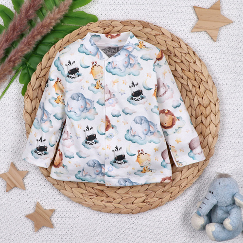 ABN-5610 Dětský kaftan z organické bavlny Nini's Little Dreamers - bezniklové zapínání, bezpečné a pohodlné pro dítě