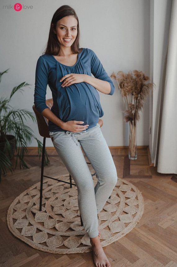 Spodnie dresowe ciążowe Milk&Love jasny szary melanż