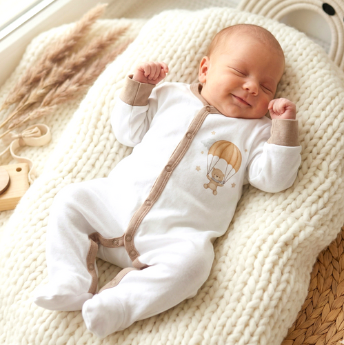 ABN-5507 Sky Journey Nini dětský župan | Organická bavlna, zapínání na patentky