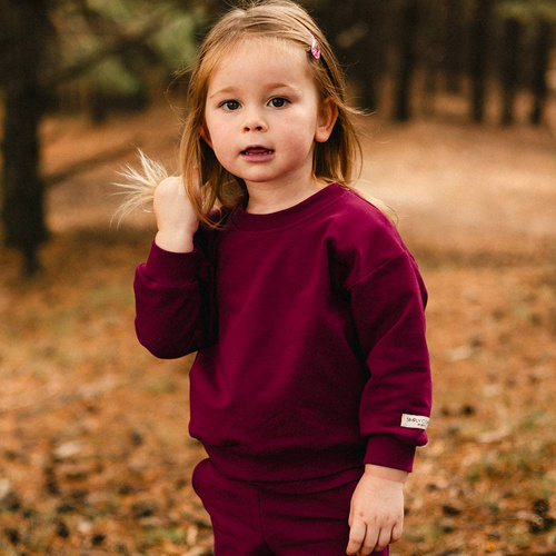 Simply Comfy Dětská mikina Eevi - oversize, 100% bavlna, vínová barva