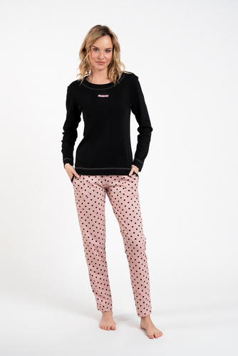 Bonilla Dámské pyžamo s dlouhým rukávem, dlouhé kalhoty Italian Fashion černá/potisk