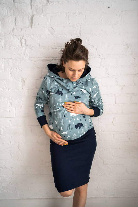 Milk Please bluza do karmienia Milk&Love z kapturem w leśny print
