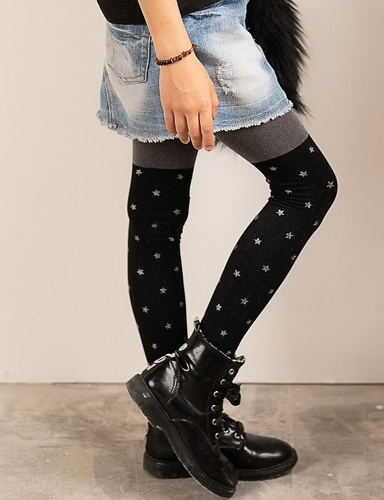 Punčocháče Twilight 2527 Knittex 50 den - černé se stříbrným hvězdičkovým vzorem | Módní a elegantní