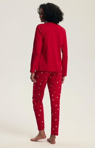43718 Dotie Christmas Henderson dámské pyžamo červené - dlouhý rukáv a kalhoty
