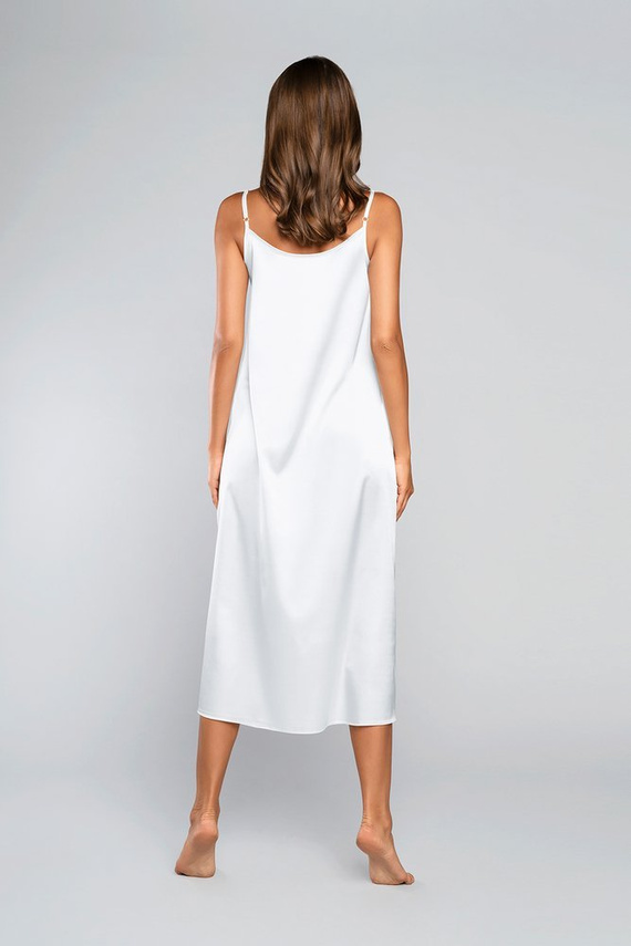 Noční košile na dotek s úzkými ramínky, dlouhá Italia Fashion - ecru