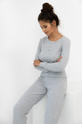 Dámské pyžamo Jade Sensis - šedé, bavlna, dlouhý rukáv a kalhoty