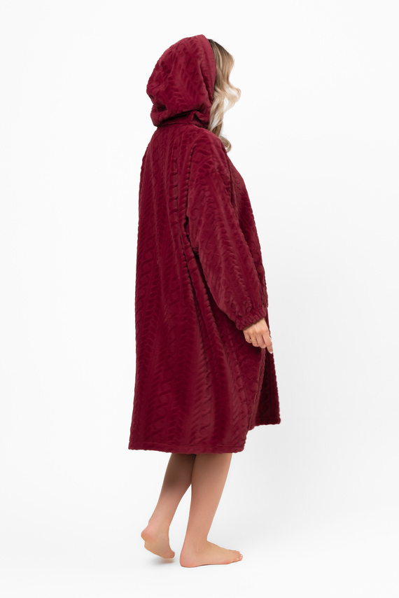 Reno Kocobluza Italian Fashion burgundy - oversize, měkký bipolární, unisex, s kapucí