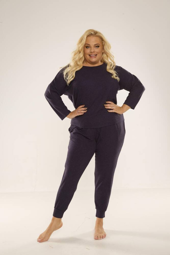 347 Paula Dámské pyžamo Plus Size De Lafense - tmavě modré
