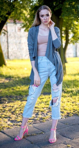 552 Letni Kardigan Sweterek Damski MIRACLE - cappucino