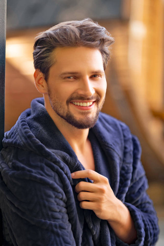 Zygmunt Pánský župan s kapucí Italian Fashion - tmavě modrý