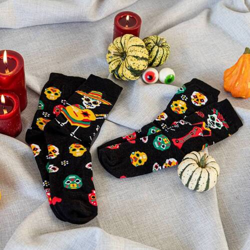 S134D Muerto Dlouhé ponožky Italian Fashion - černé