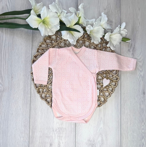 Dětské body Mamatti BD15926 – dlouhý rukáv, zavinovací, květinový vzor, pohodlí pro miminko