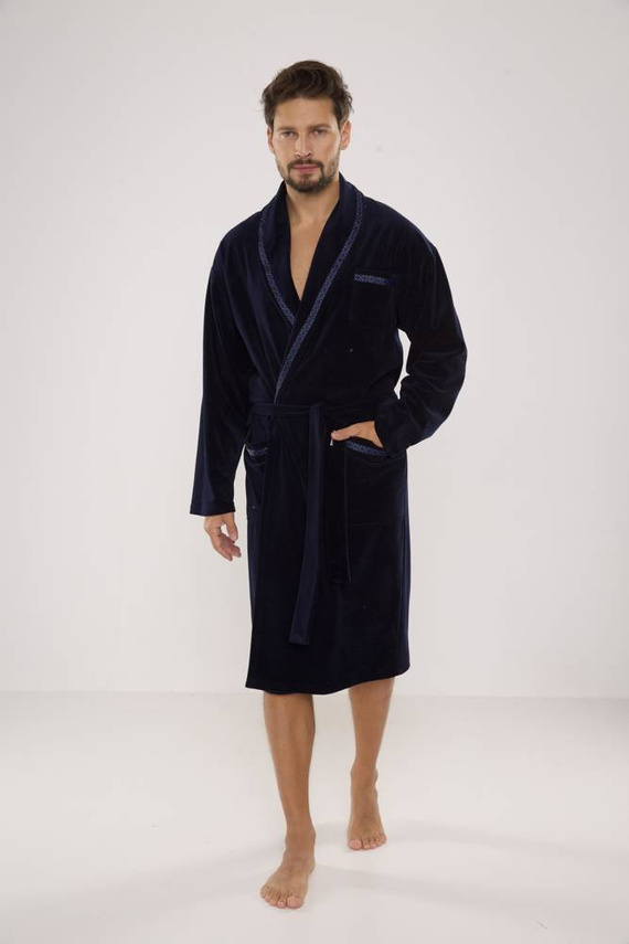 666 Ronaldo pánský župan De Lafense - tmavě modrý