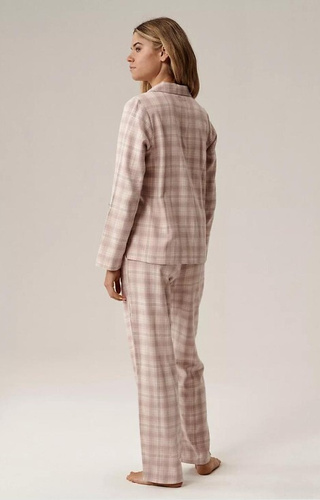 NLP-505 Dámské pyžamo Atlantic levandulový flanel, rozepínací, kostkované, bavlna
