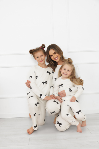 Dívčí pyžamo Figaro - ecru, bavlna, dlouhé rukávy a kalhoty Italian Fashion