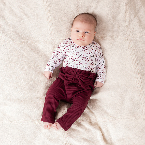 217016 Alisa Bavlněné kalhoty Nicol žebrované s mašlí