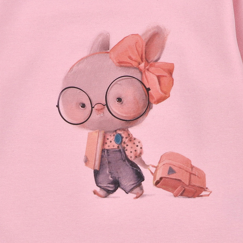 KAR-3011 Dívčí halenka s dlouhým rukávem Lagarto Verde pink - stylová, bavlna, polská výroba