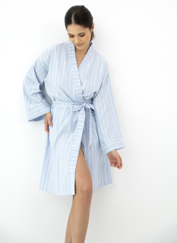 Asteria Sensis bavlněný župan kimono modrý s pruhy