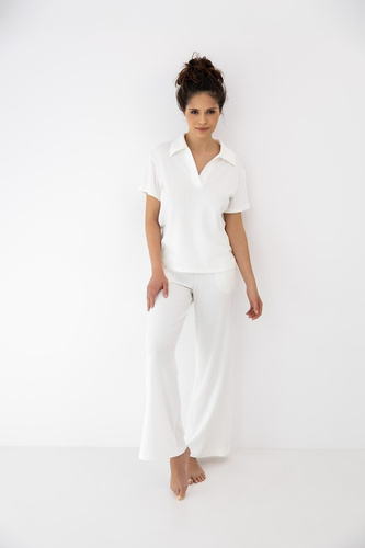 Sensis Zuri ecru dámské pyžamo – bavlna a modal, dlouhé kalhoty