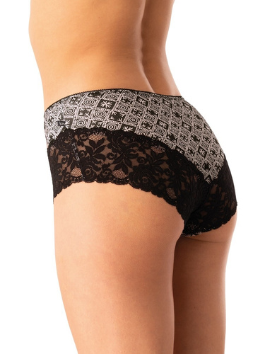 Dámské bavlněné kalhotky Key LPB 731 black beige - sada 2 ks v krabičce, klasický střih