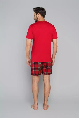 Narvik Pánské pyžamo s krátkým rukávem, šortky Italian Fashion- zelená/potisk