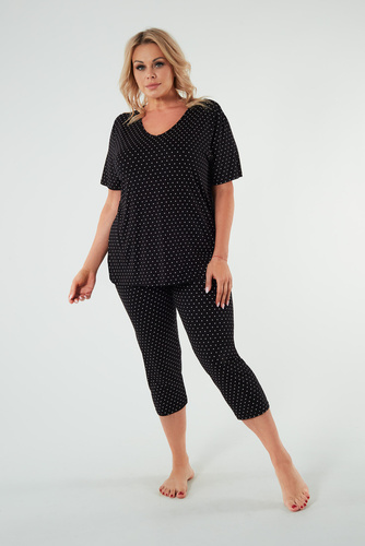 Puntini Dámské pyžamo s krátkým rukávem, 3/4 kalhoty Italian Fashion - černé