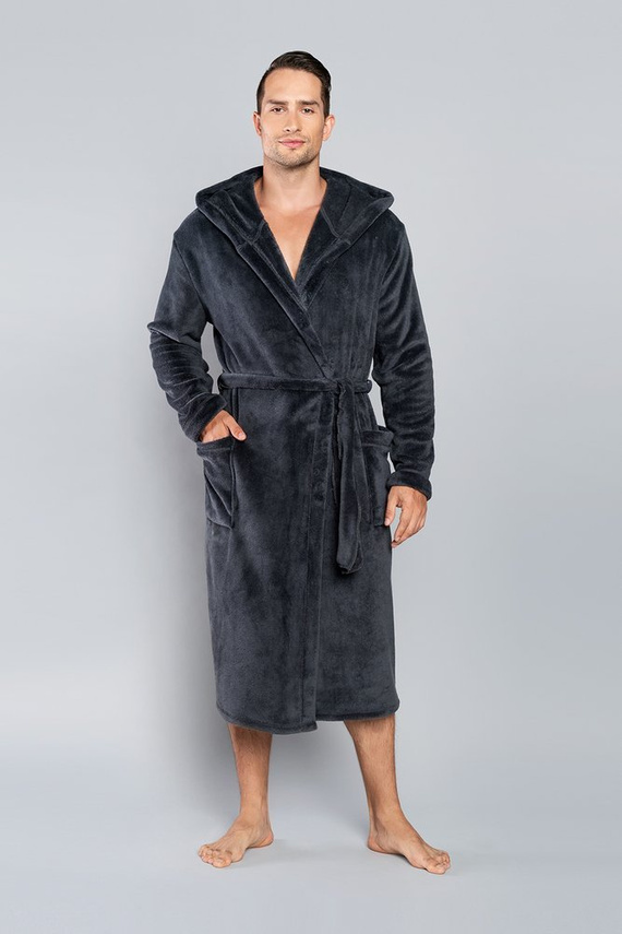 Mimas Pánský župan s kapucí Italian Fashion- graphite