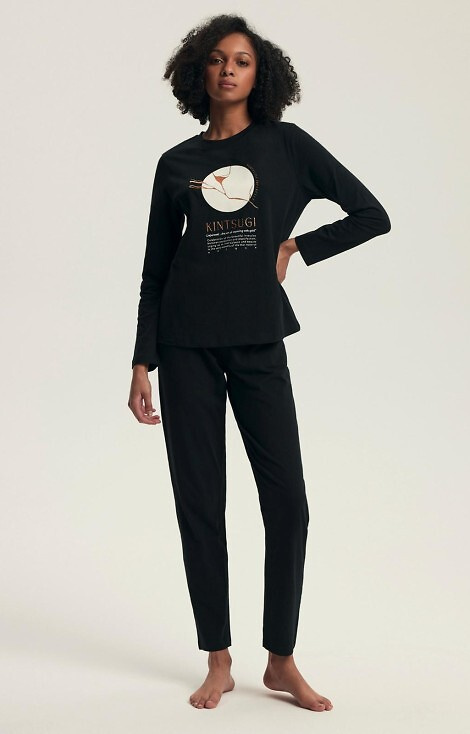 43727 Dairoku Henderson dámské pyžamo černé - bavlna, délka. rukávy a kalhoty